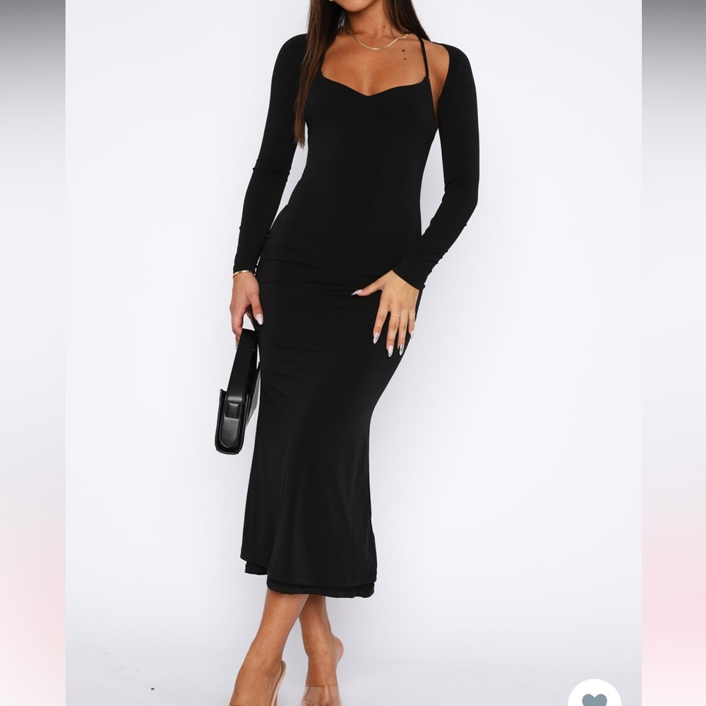 Midi black dress with detachable bolero ￼🖤